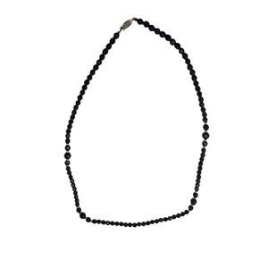 Women's Black Beaded Necklace with Gold Tone Clasp